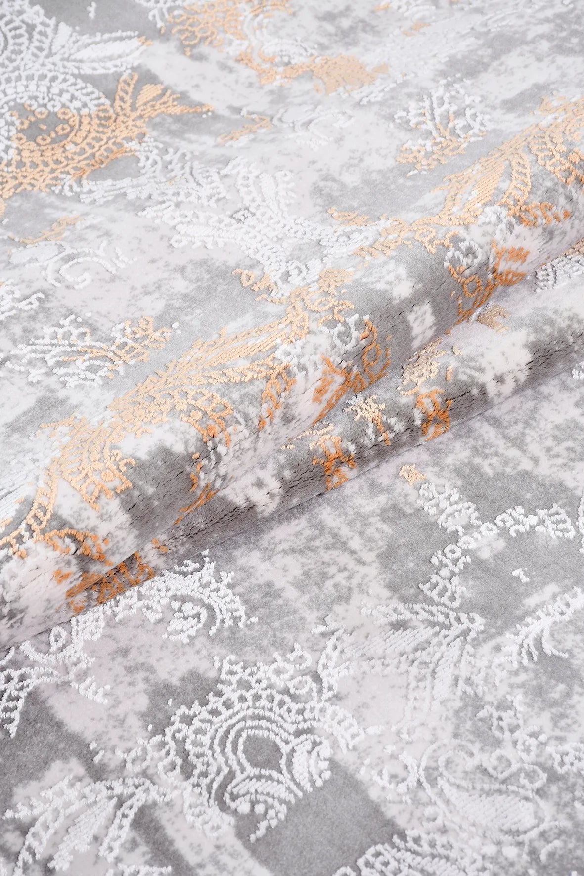 BLOOM Gri/Beyaz/Turuncu - Özel Ölçü Halı - Modern Tasarım
