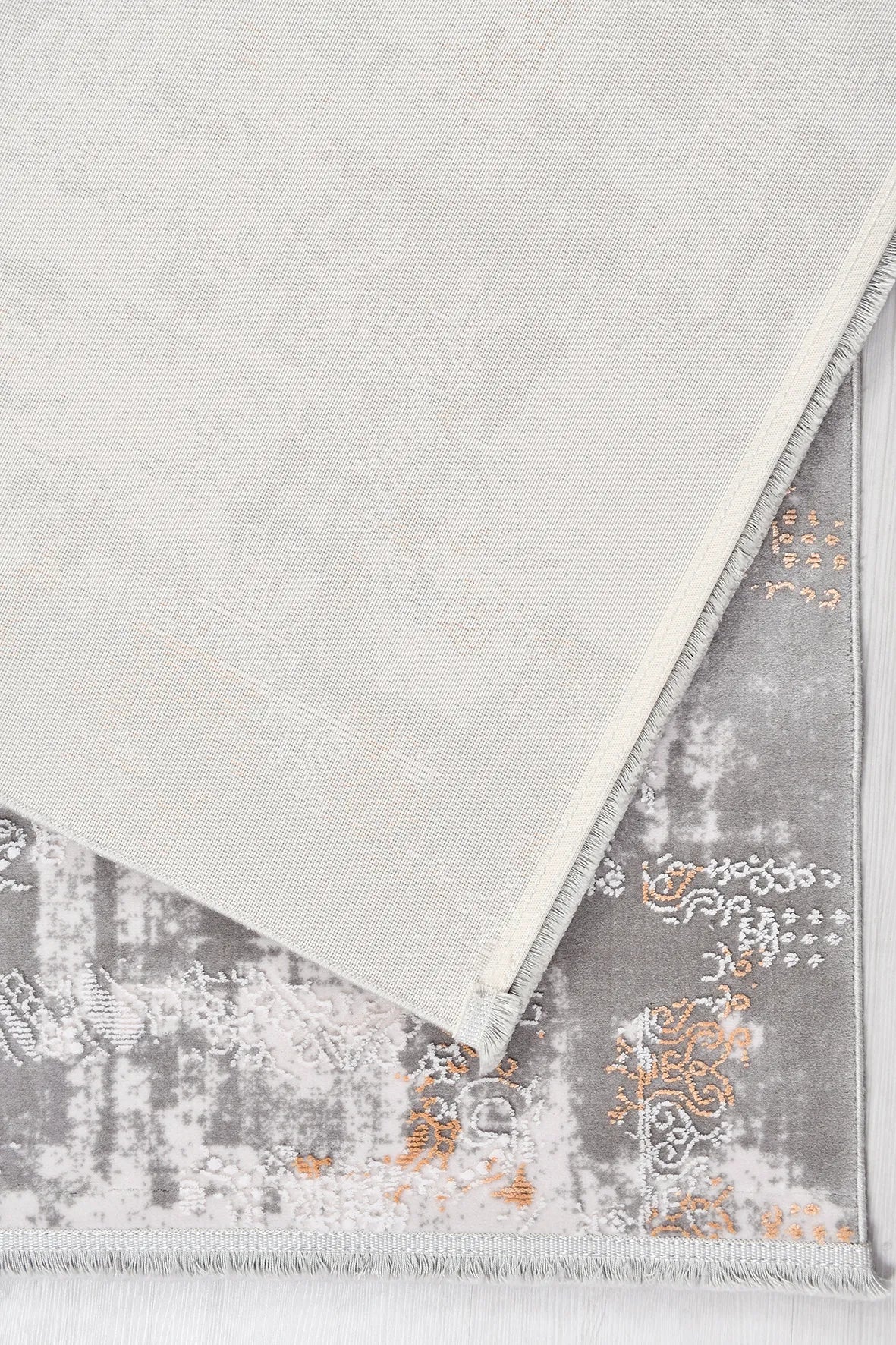 BLOOM Gri/Beyaz/Turuncu - Özel Ölçü Halı - Modern Tasarım