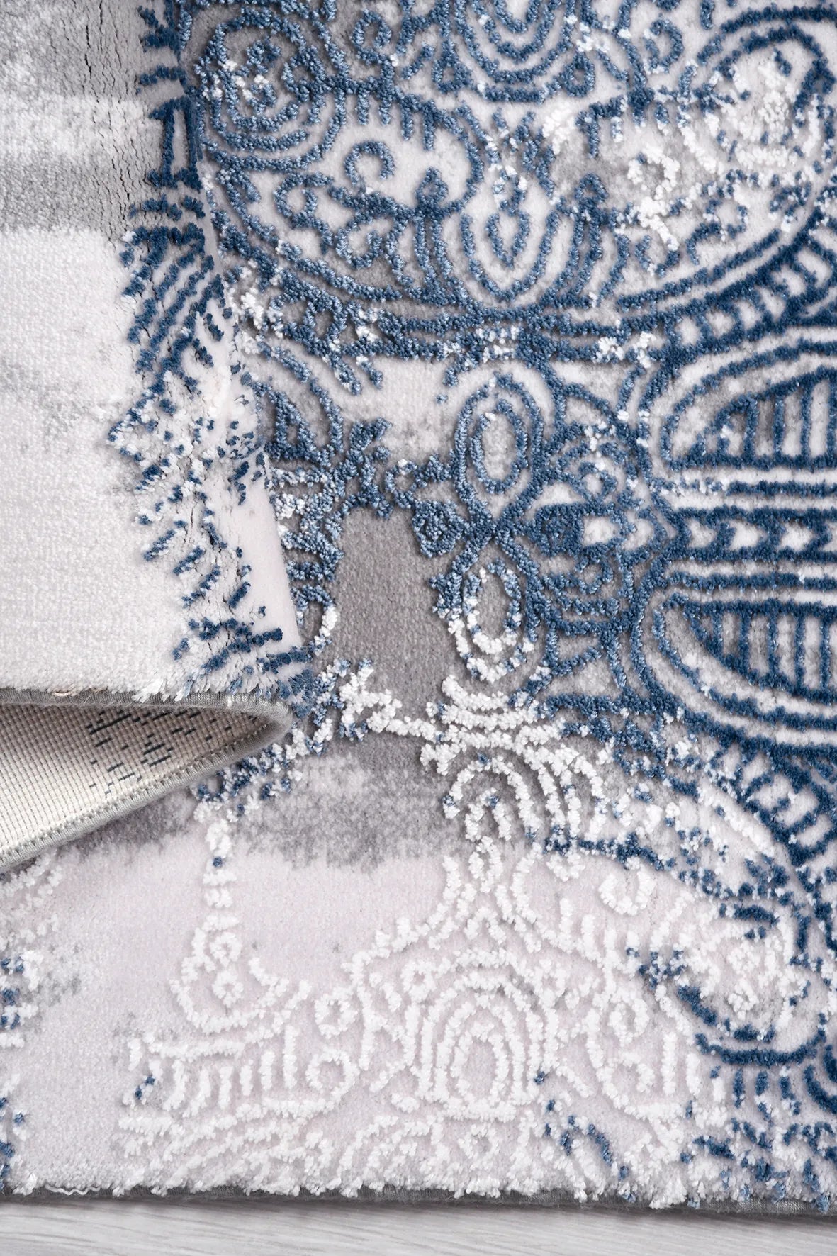 BLOOM Mavi/Gri/Beyaz Halı - Özel Ölçü, Şık ve Fonksiyonel