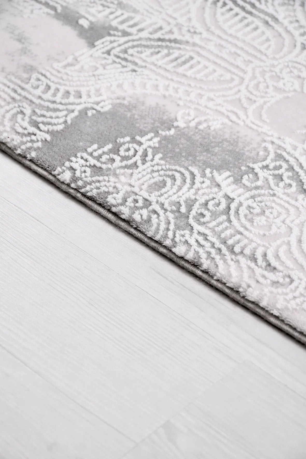 BLOOM Gri/Beyaz Halı - Özel Ölçü, Modern ve Dayanıklı