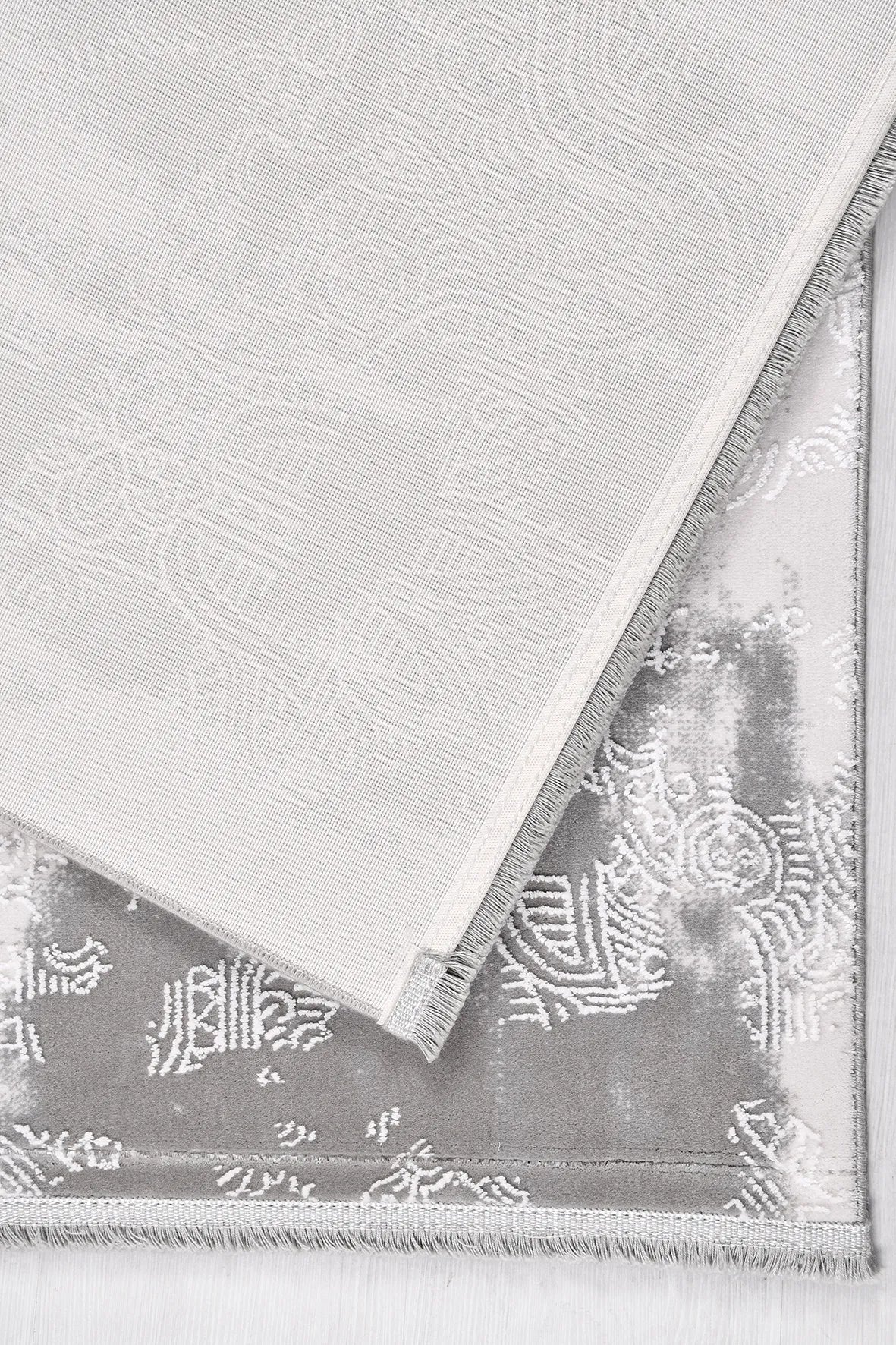 BLOOM Gri/Beyaz Halı - Özel Ölçü, Modern ve Dayanıklı