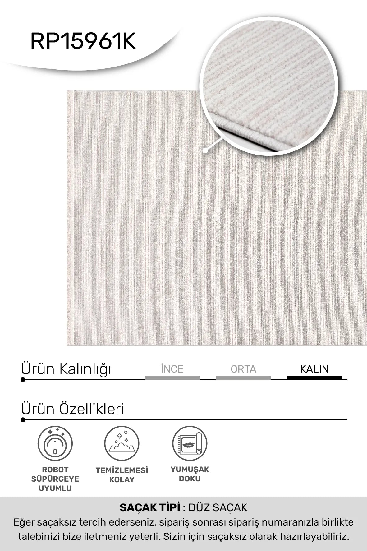 ARSİNA Krem/Vizon Halı - Özel Ölçü, Kolay Temizlenebilir