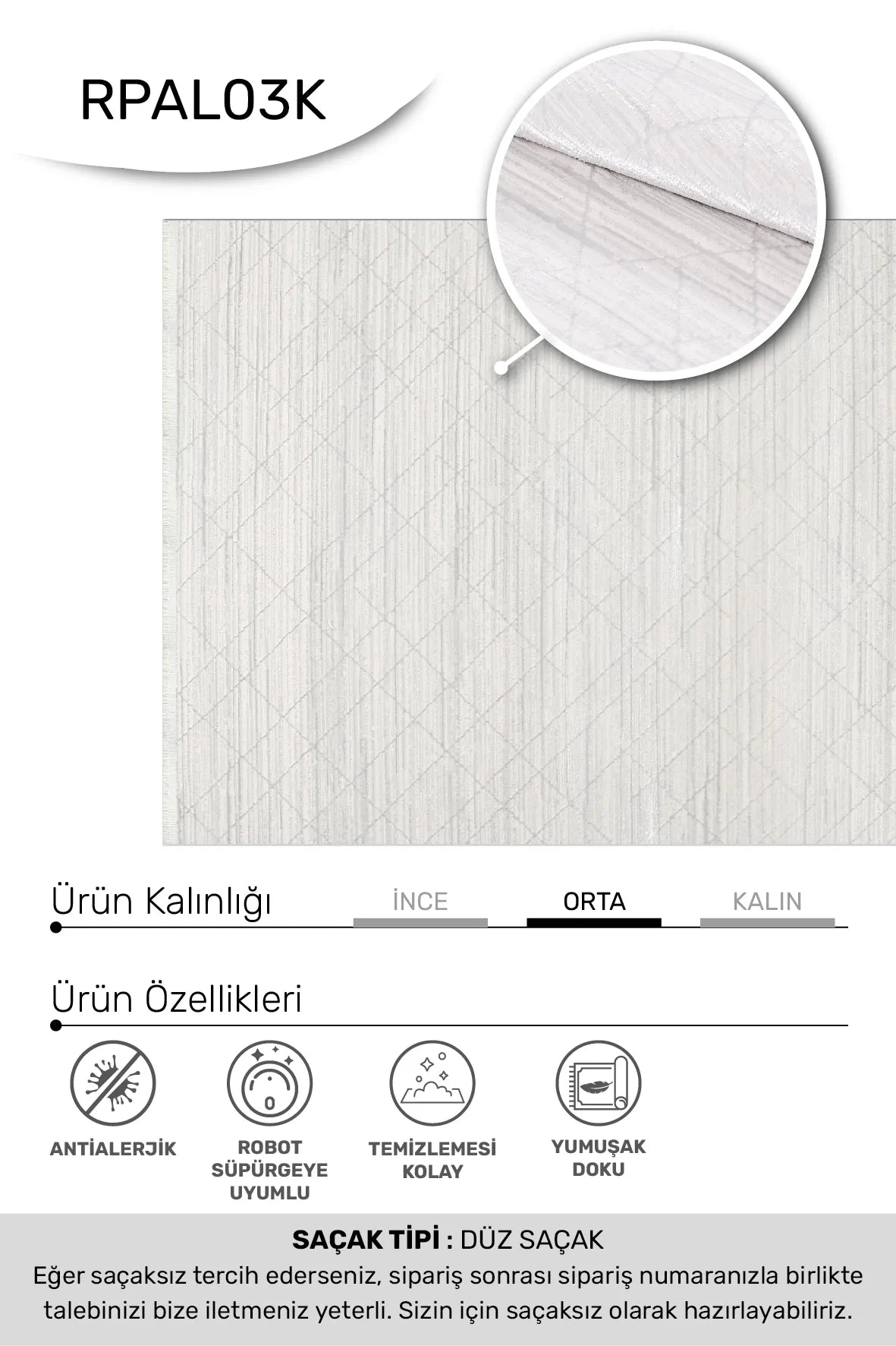Arya Krem/Vizon Özel Ölçü Halı - Modern Tasarım ve Kolay Temizlik