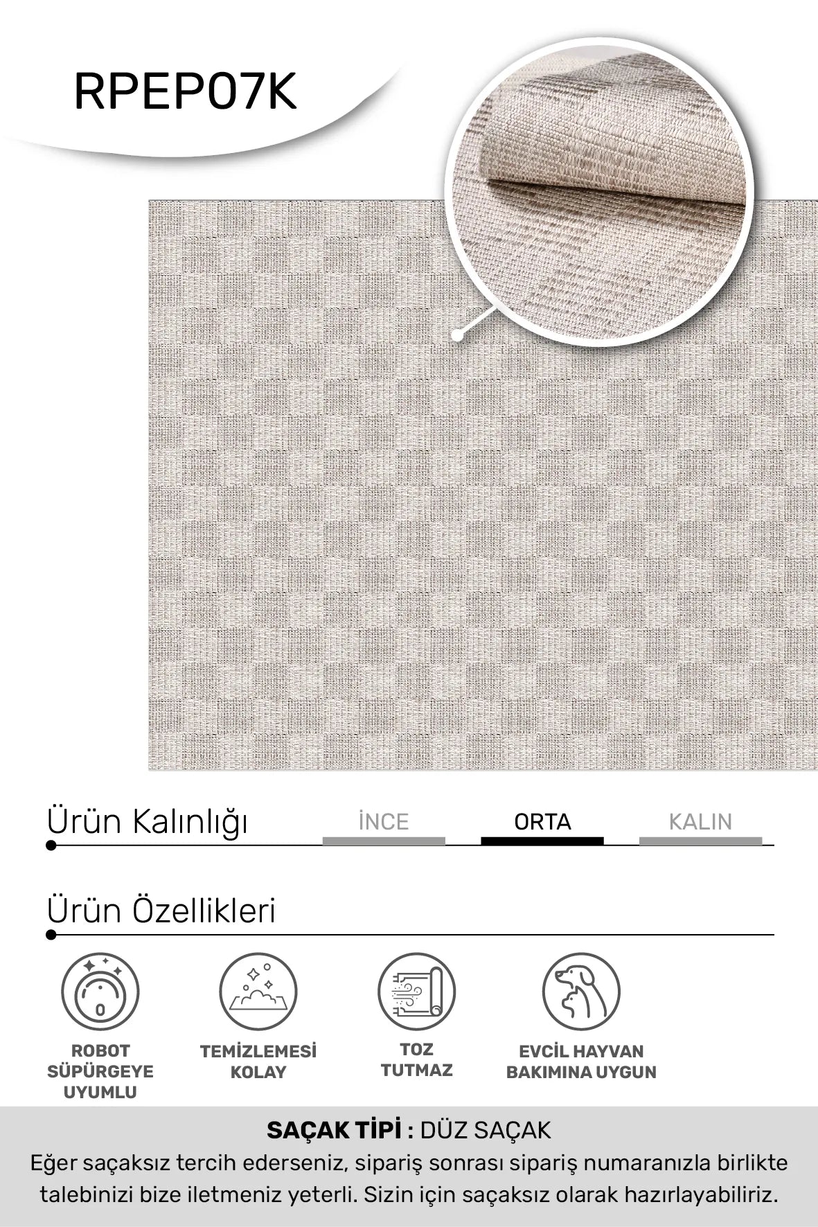 DELTA Vizon Mutfak ve Koridor Halısı - Özel Ölçü, Kaymaz Taban