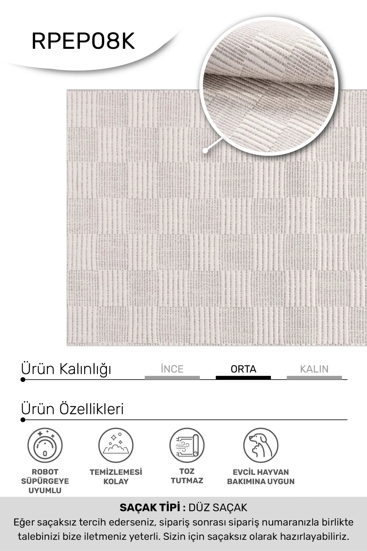 DELTA Krem/Vizon Özel Ölçü Mutfak ve Koridor Halısı