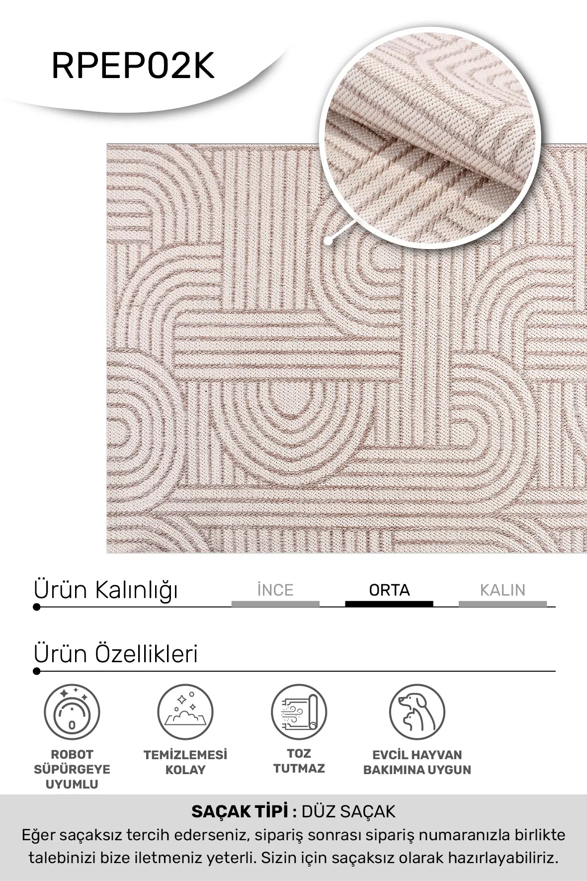 DELTA Krem/Vizon Mutfak ve Koridor Halısı - Kaymaz Tabanlı