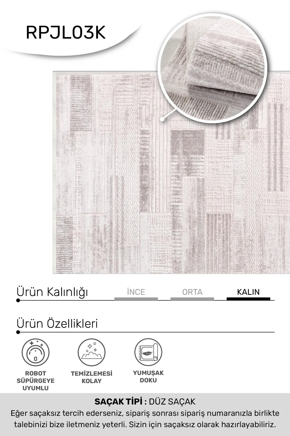 JALURA Vizon/Bej Özel Ölçü Halı - Şık ve Dayanıklı