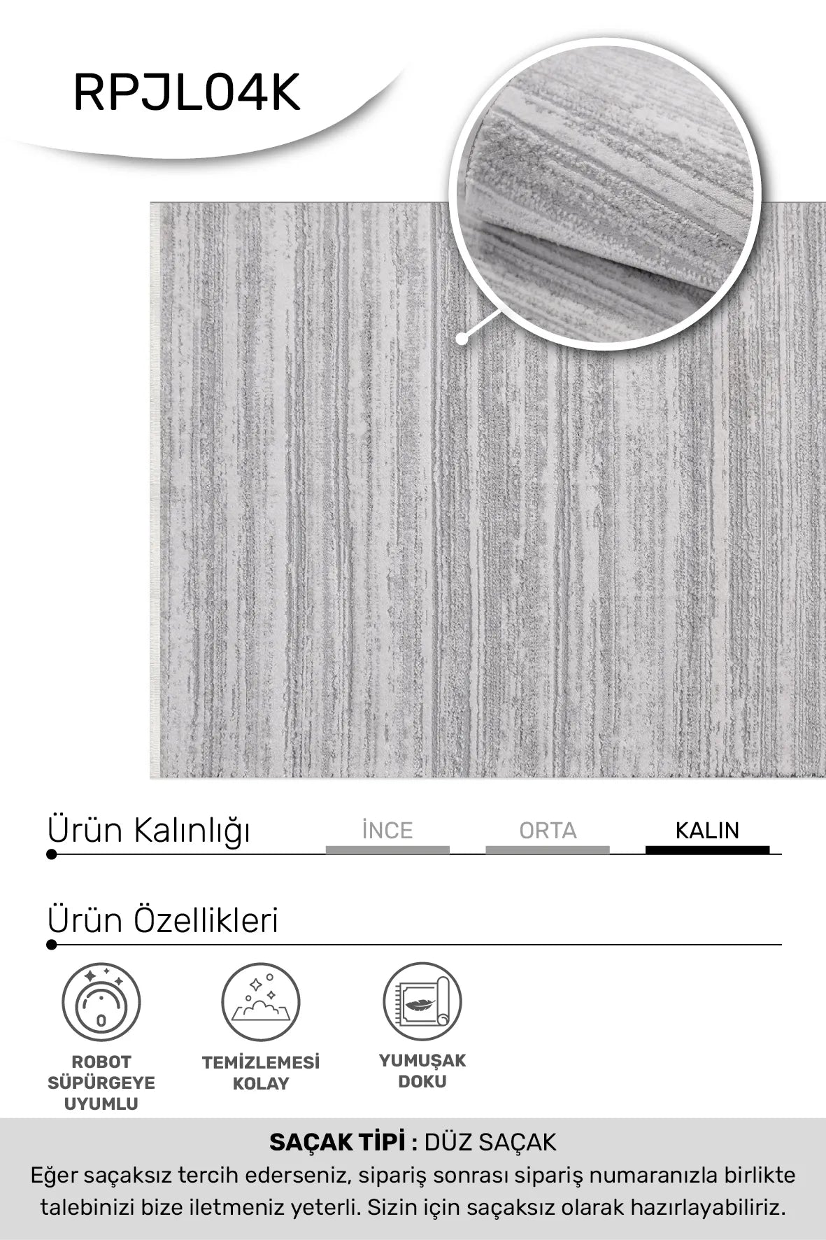 JALURA Gri/Bej Özel Ölçü Halı - Modern ve Şık Tasarım