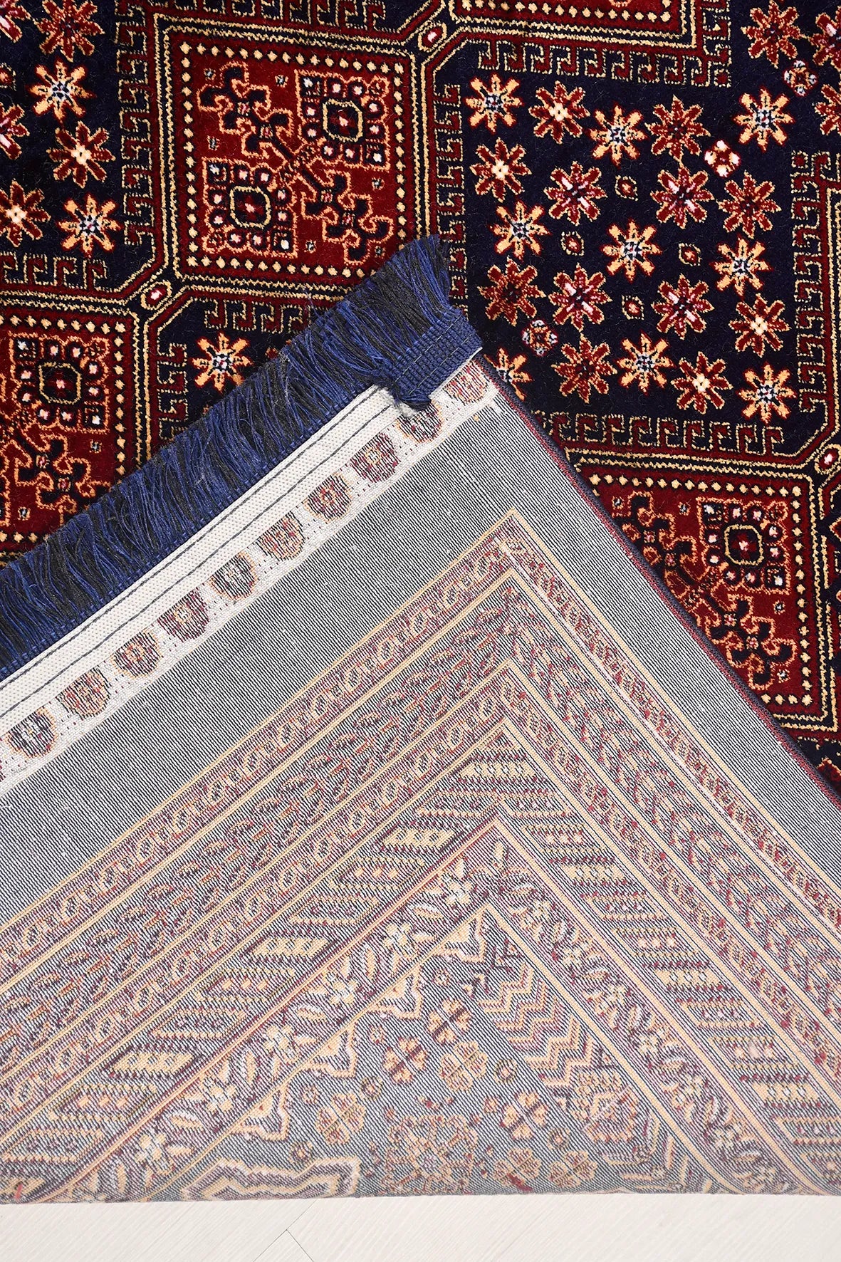 TALYA Kırmızı/Lacivert Halı - Modern Tasarım, Kolay Temizlik