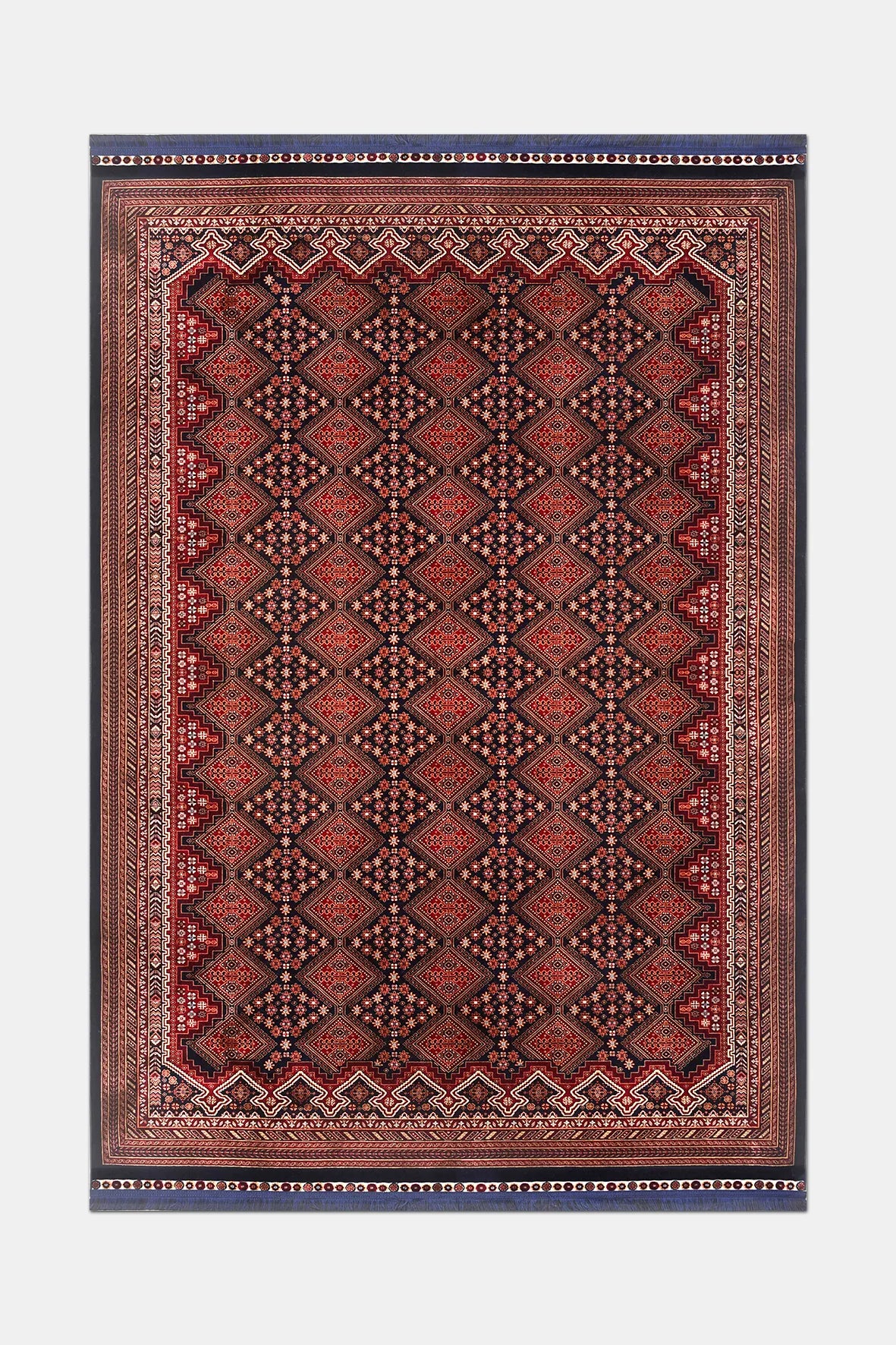 TALYA Kırmızı/Lacivert Halı - Modern Tasarım, Kolay Temizlik