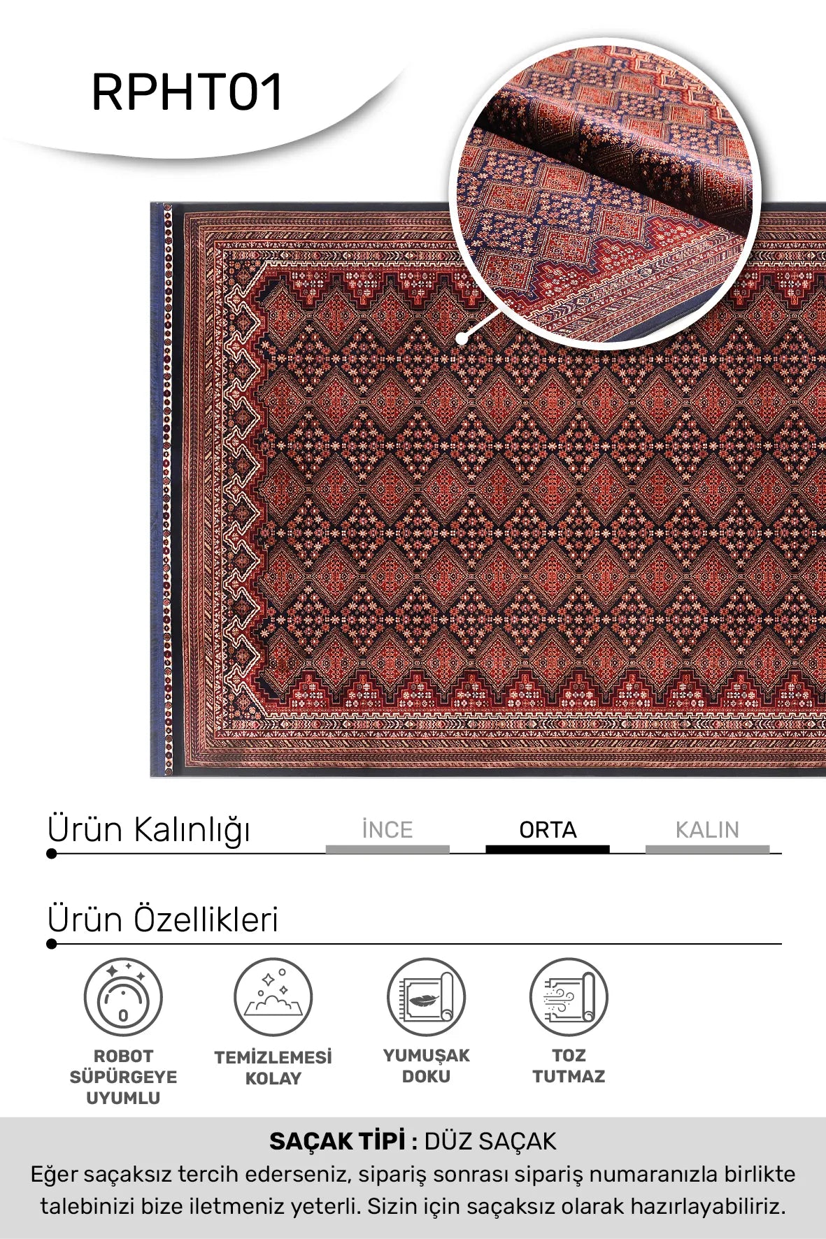 TALYA Kırmızı/Lacivert Halı - Modern Tasarım, Kolay Temizlik