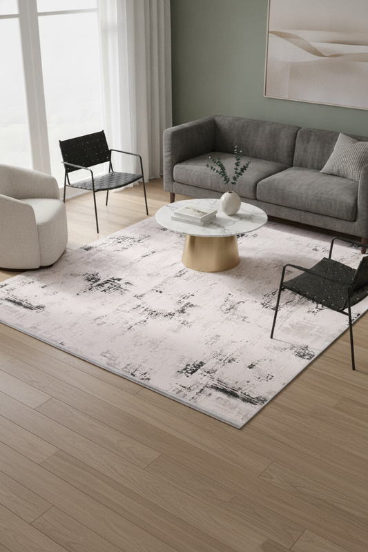 SAPPHİRE Krem/Gri Halı - Özel Ölçü, Modern ve Kolay Temizlenebilir