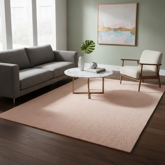 Mars Pembe Premium Kadifemsi Halı - Modern ve Yıkanabilir