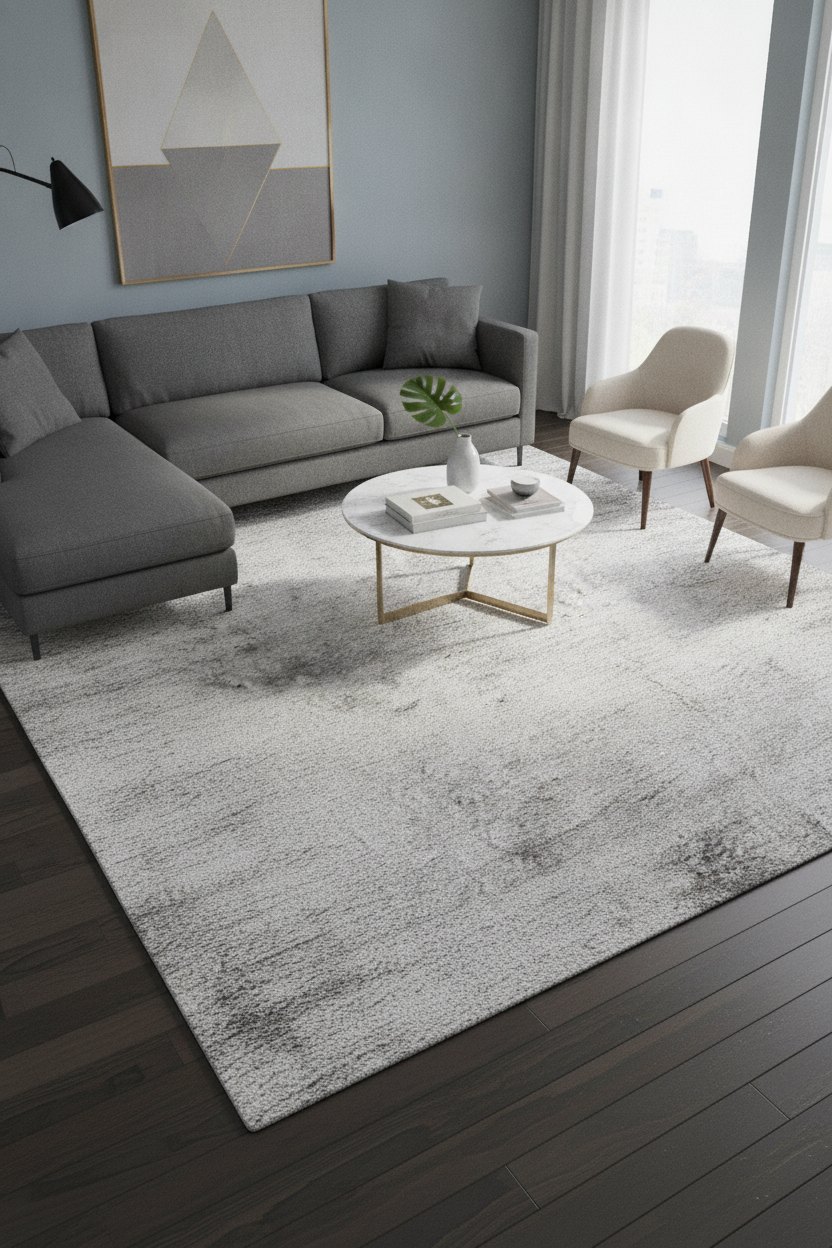 Tavşan Poly Peluş Halı - Gri - Ekstra Yumuşak ve Kaymaz