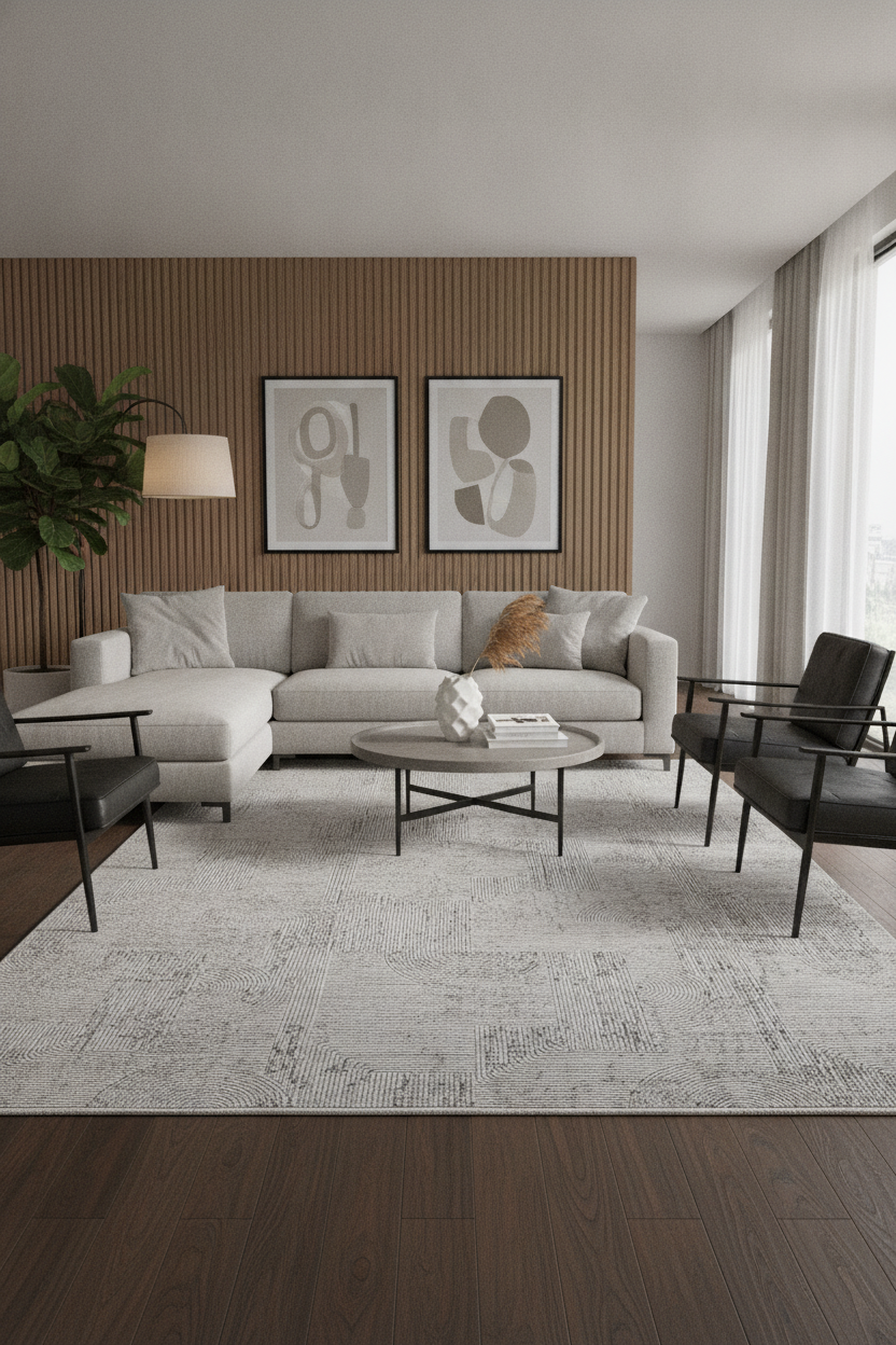 WİNS Gri/Bej Halı - Modern Tasarım, Özel Ölçü ve Kolay Temizlik
