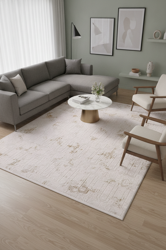 SAPPHİRE Krem/Kahve Halı - Modern ve Kolay Temizlenebilir