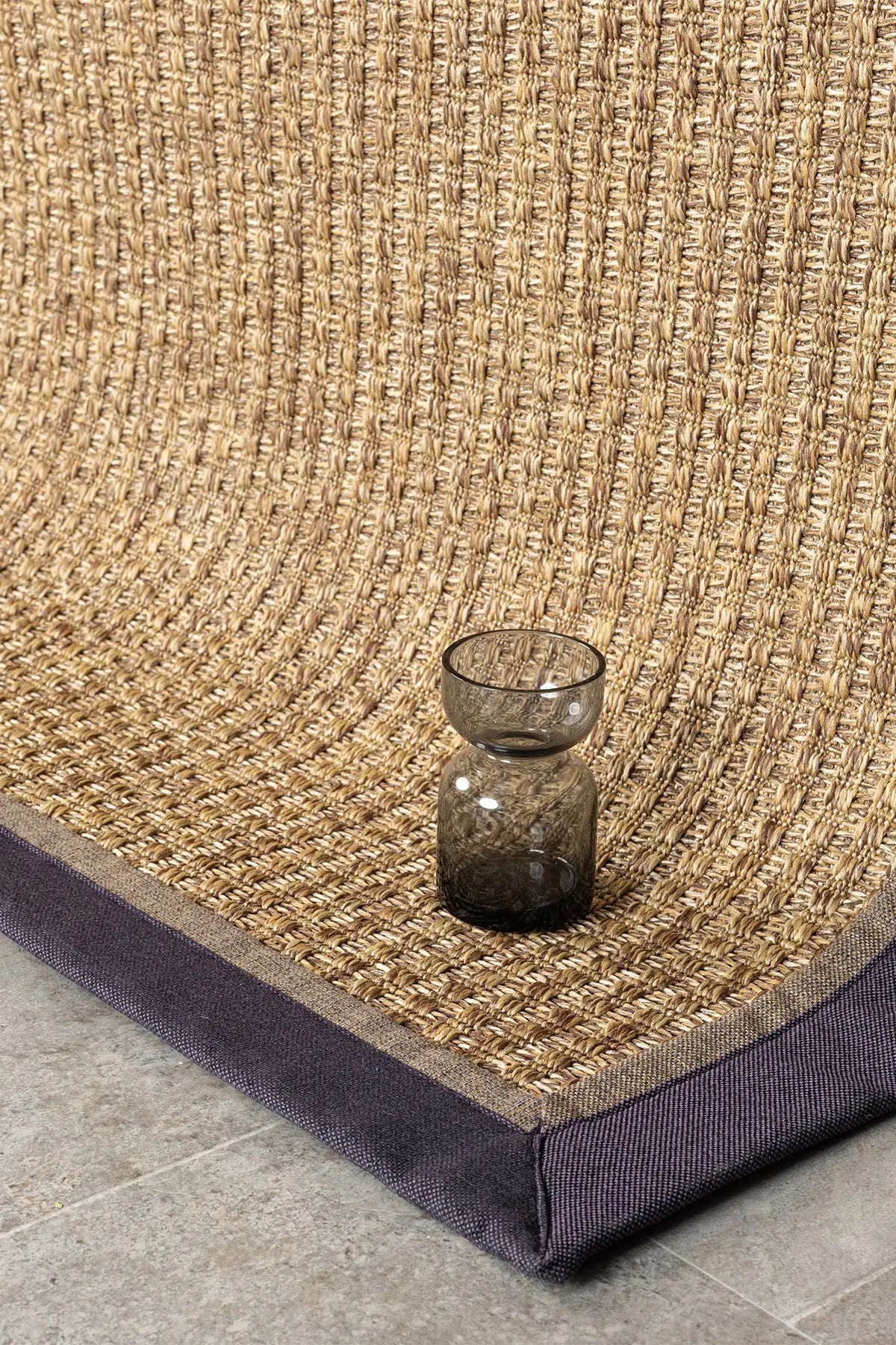 Bombay Mor Kahve Bordürlü Kolay Temizlenen Sisal Halı