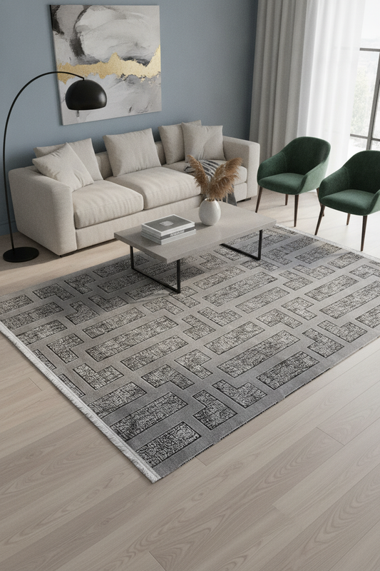 ROXSTONE Gri Antrasit Halı - Özel Ölçü ile Modern Tasarım