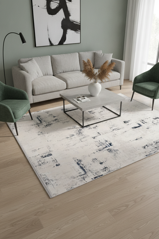 SAPPHİRE Vizon/Mavi Halı - Kolay Temizlenebilir, Modern Tasarım