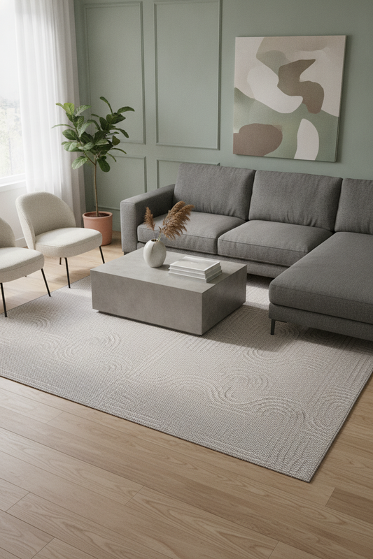 Valen Modern Yıkanabilir Halı - Gri, Kaymaz Taban, Çok Amaçlı