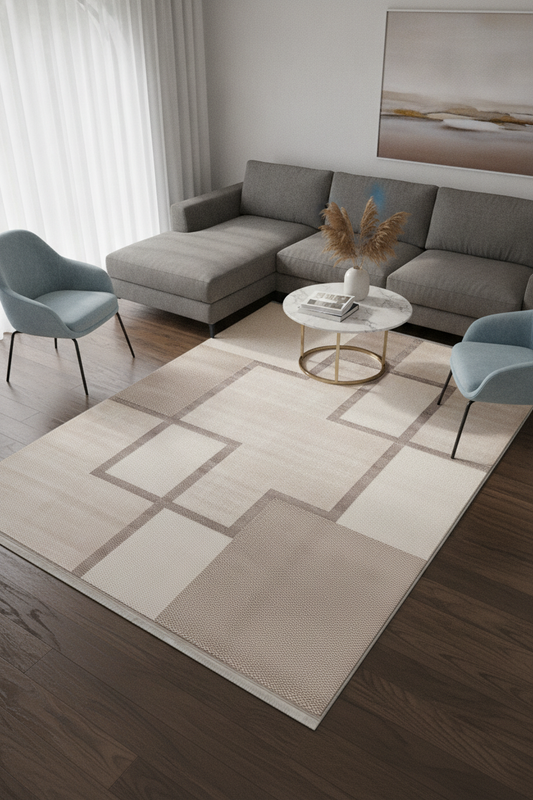 SAPPHİRE Vizon/Kahve Halı - Özel Ölçü, Modern ve Şık
