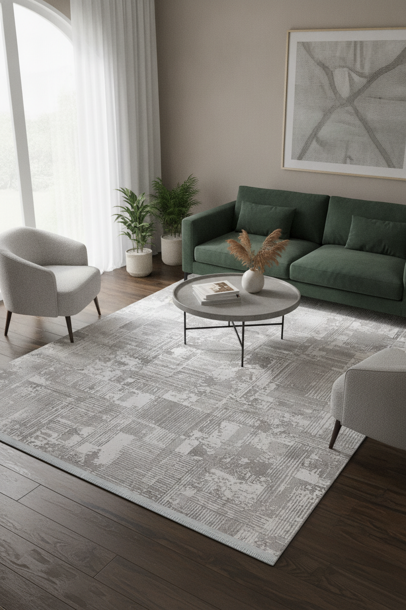 FİLORA Gri/Krem Özel Ölçü Halı - Modern ve Uygun Fiyatlı