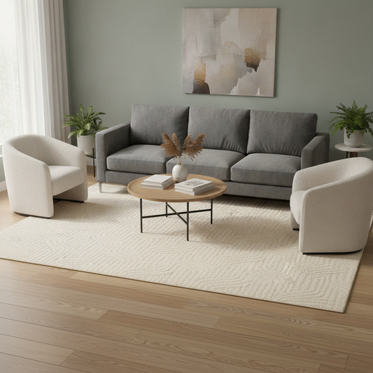 MODA Krem Halı - Modern, Yıkanabilir, Kaymaz Tabanlı