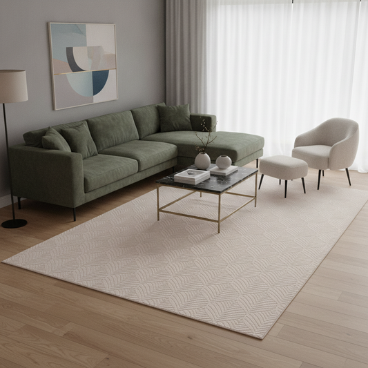Valen Modern Kırık Beyaz Halı - Yıkanabilir ve Kaymaz Taban