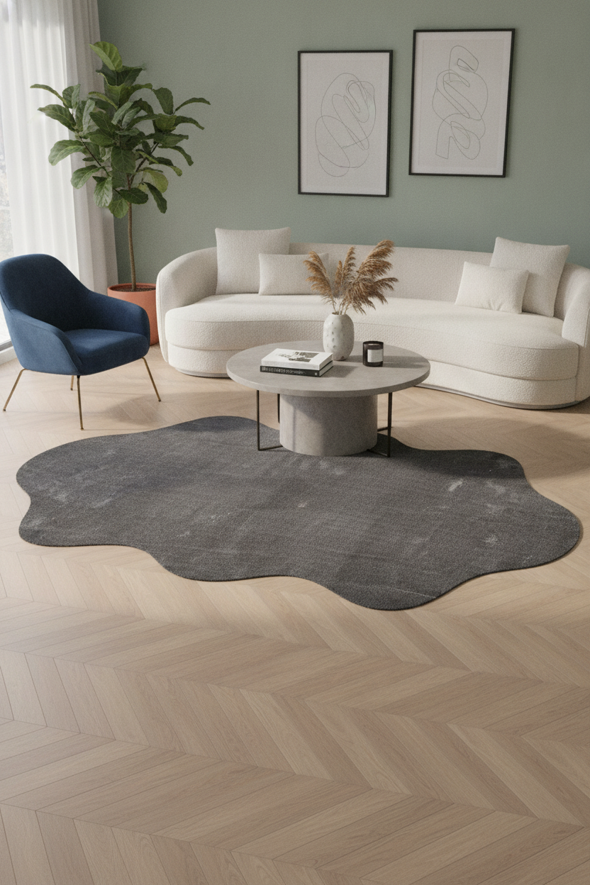 POLY Peluş Post Halı - Antrasit - Modern ve Yumuşak