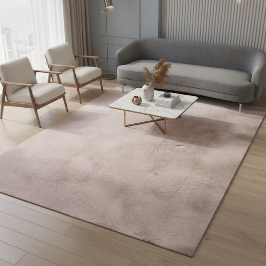 Tavşan Poly Peluş Halı - Vizon - Ekstra Yumuşak ve Kaymaz