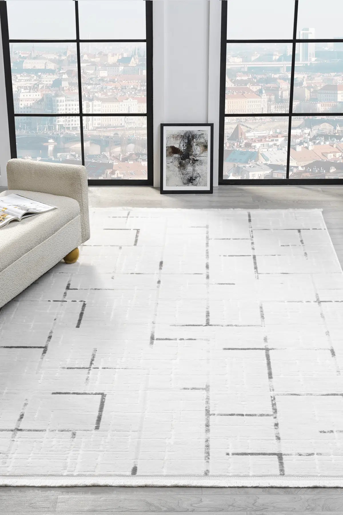 Vista Gri Akrilik Halı - Yumuşak Dokulu Salon Yatak Odası Halısı