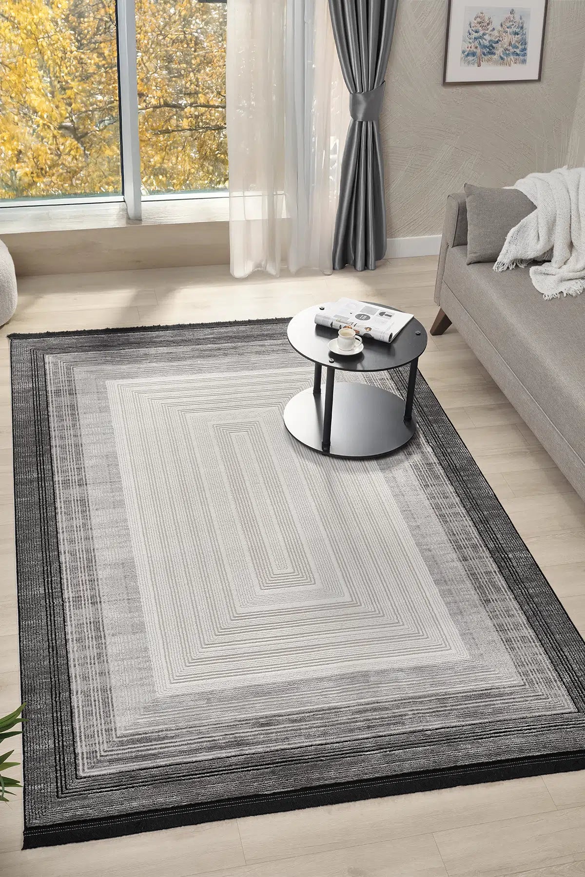 Zen Gri Akrilik Halı - Yumuşak Dokulu Salon ve Yatak Odası Halısı